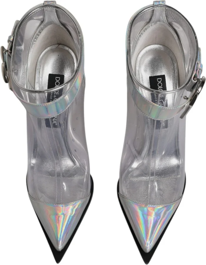 Silver Iridescent Pointed Short Boots Women's Shoes (Pre-Owned) - Image 3