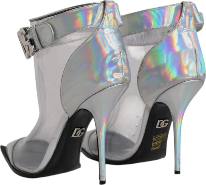 Silver Iridescent Pointed Short Boots Women's Shoes (Pre-Owned) - Image 5