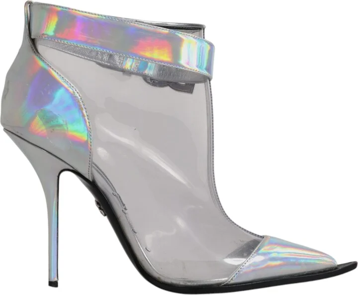 Silver Iridescent Pointed Short Boots Women's Shoes (Pre-Owned)