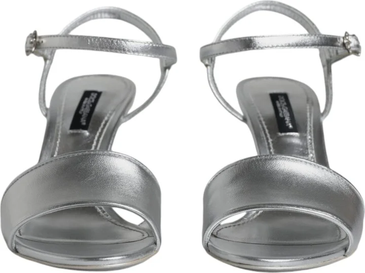 Silver KEIRA Heels Ankle Strap Sandals Women's Shoes - Image 2