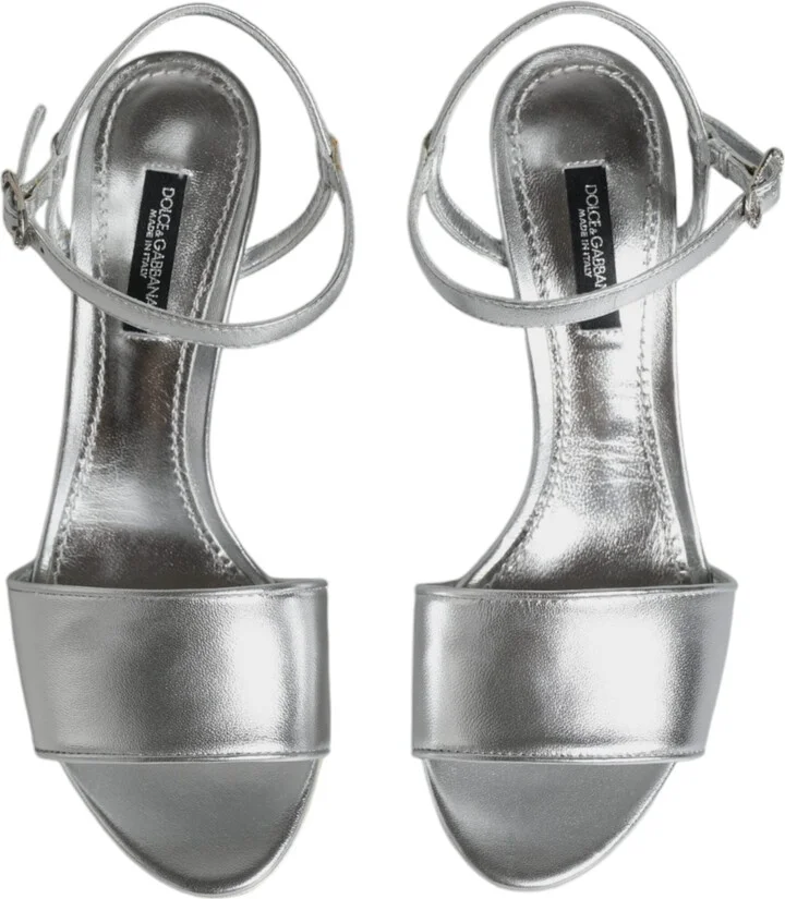 Silver KEIRA Heels Ankle Strap Sandals Women's Shoes - Image 3