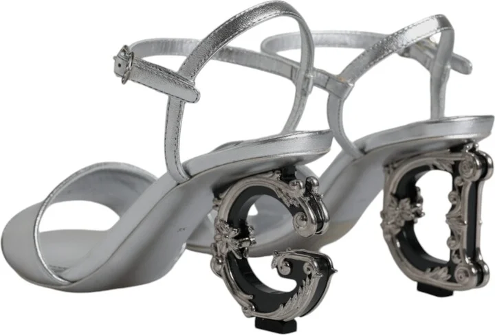 Silver KEIRA Heels Ankle Strap Sandals Women's Shoes - Image 5