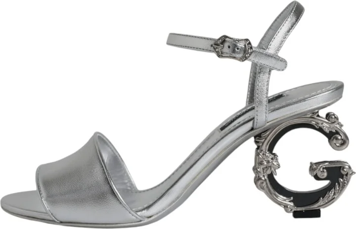 Silver KEIRA Heels Ankle Strap Sandals Women's Shoes - Image 6