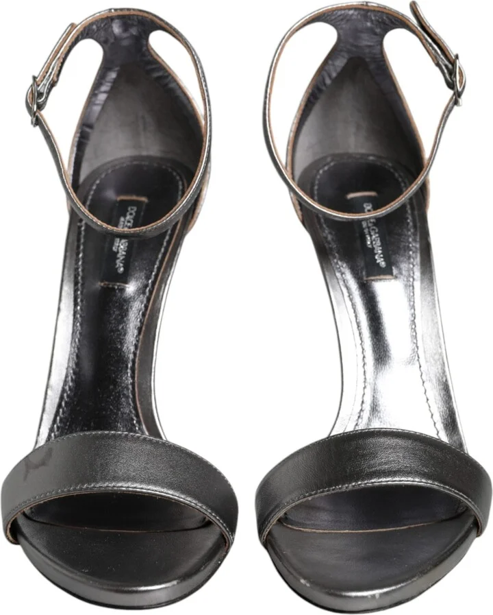 Silver KEIRA Heels Ankle Strap Sandals Women's Shoes (Pre-Owned) - Image 2