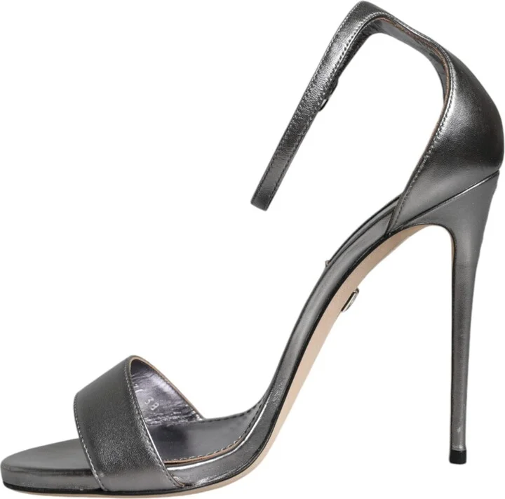 Silver KEIRA Heels Ankle Strap Sandals Women's Shoes (Pre-Owned) - Image 5