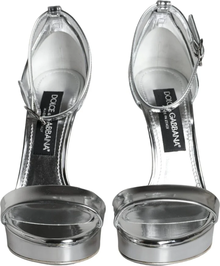 Silver KEIRA Heels Ankle Strap Sandals Women's Shoes (Pre-Owned) - Image 2