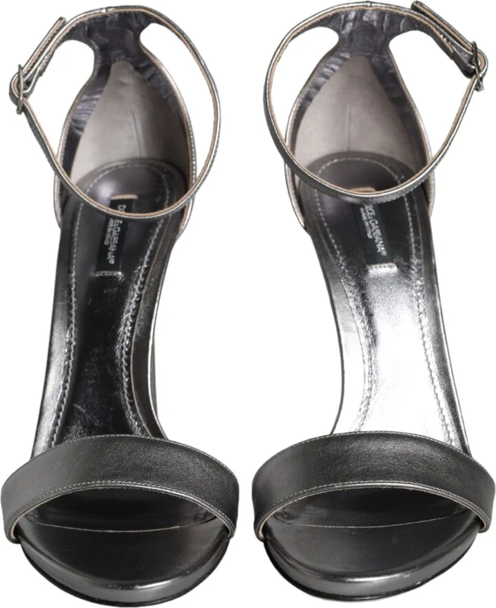 Silver KEIRA Heels Ankle Strap Sandals Women's Shoes (Pre-Owned) - Image 2