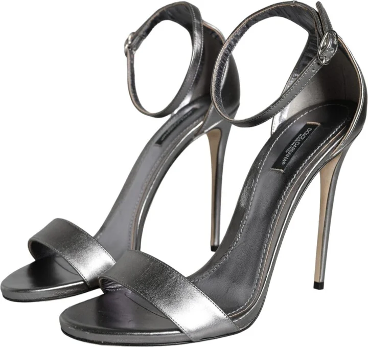 Silver KEIRA Heels Ankle Strap Sandals Women's Shoes (Pre-Owned) - Image 3