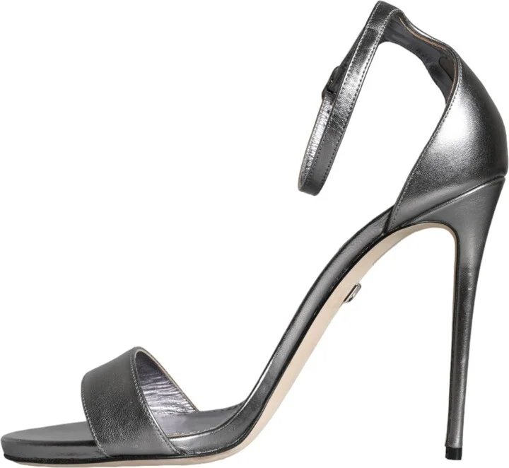 Silver KEIRA Heels Ankle Strap Sandals Women's Shoes (Pre-Owned) - Image 5