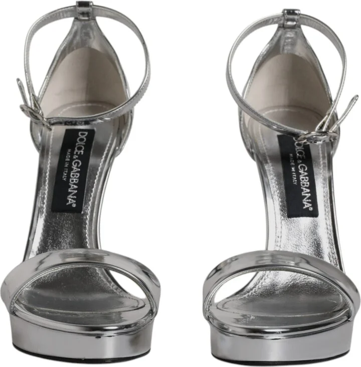Silver KEIRA Heels Ankle Strap Sandals Women's Shoes (Pre-Owned) - Image 2