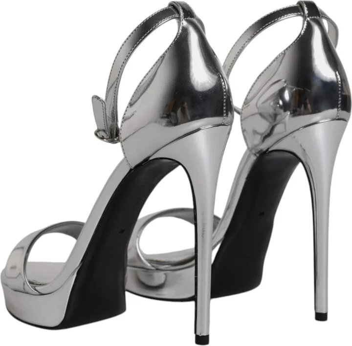 Silver KEIRA Heels Ankle Strap Sandals Women's Shoes (Pre-Owned) - Image 5