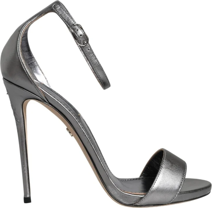 Silver KEIRA Heels Ankle Strap Sandals Women's Shoes (Pre-Owned)