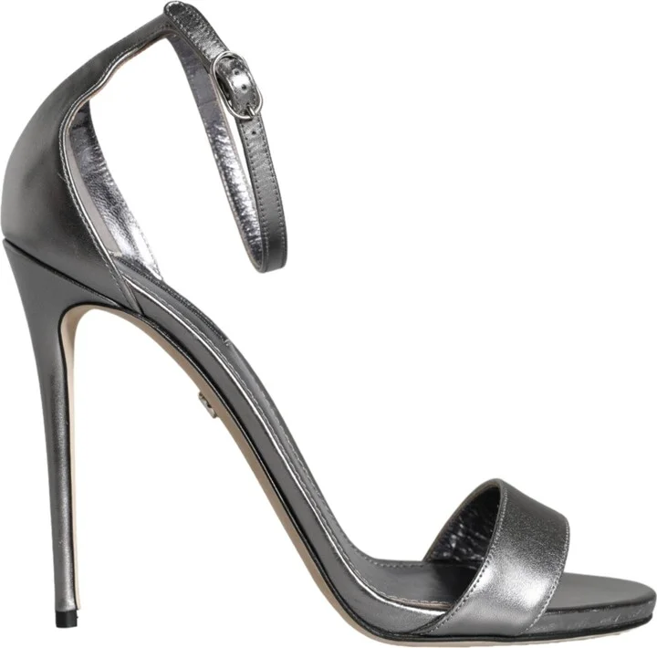 Silver KEIRA Heels Ankle Strap Sandals Women's Shoes (Pre-Owned)