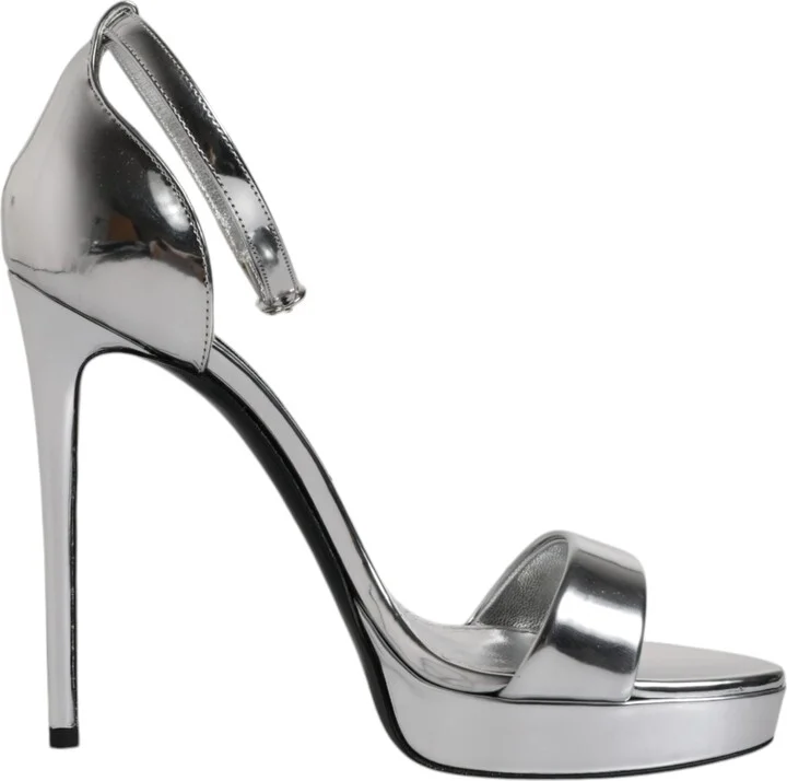 Silver KEIRA Heels Ankle Strap Sandals Women's Shoes (Pre-Owned)