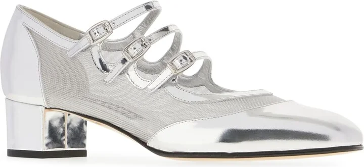 Silver Leather And Mesh Knight Pumps - Image 2