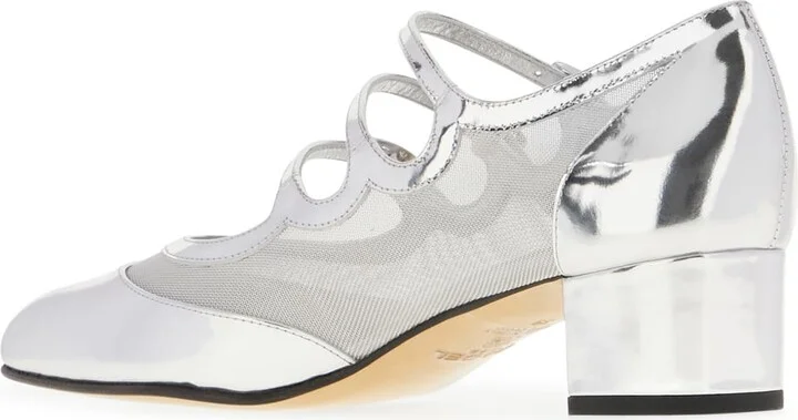 Silver Leather And Mesh Knight Pumps - Image 3