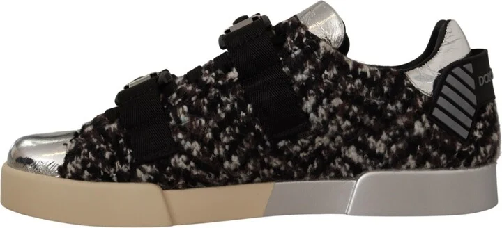 Silver Leather Brown Cotton Wool Sneakers Men's Shoes - Image 3