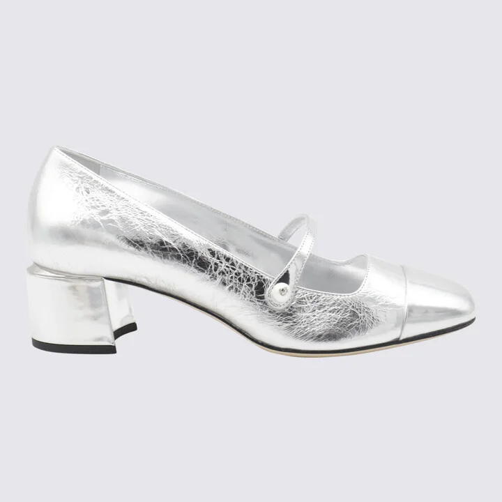 Silver Leather Elisa Pumps