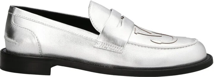 Silver Leather Loafers