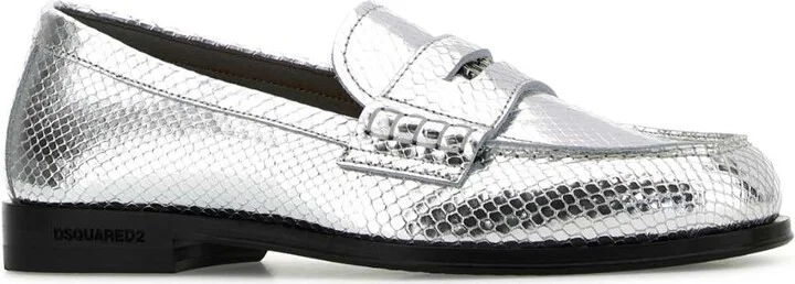 Silver Leather Neoclassic Loafers - Image 2