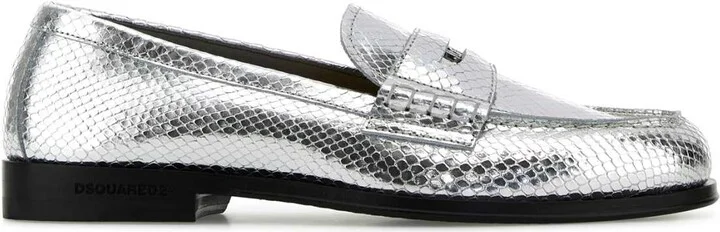 Silver Leather Neoclassic Loafers