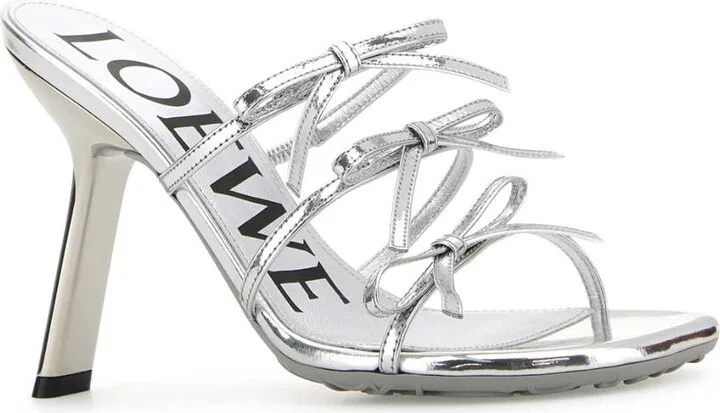 Silver Leather Petal Mules - Image 2