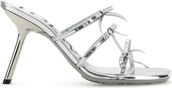 Silver leather Petal mules