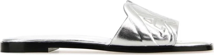 Silver Leather Slippers