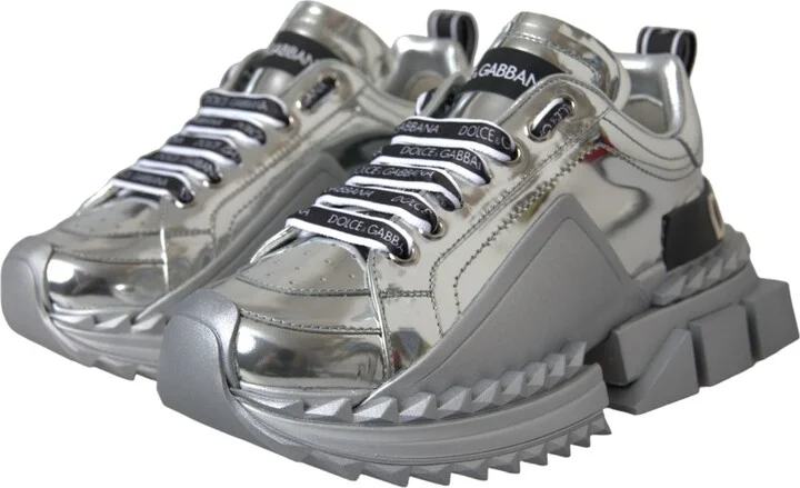 Silver Leather Super Queen Sneakers Women's Shoes (Pre-Owned) - Image 3