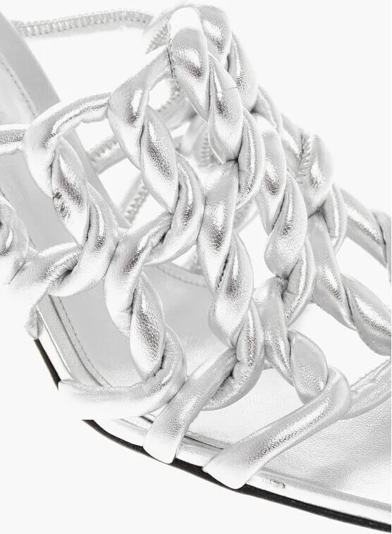 Silver Leather Women Women's Sandal