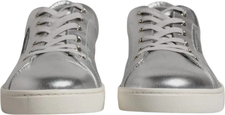 Silver London Low Top Leather Sneakers Men's Shoes (Pre-Owned) - Image 2