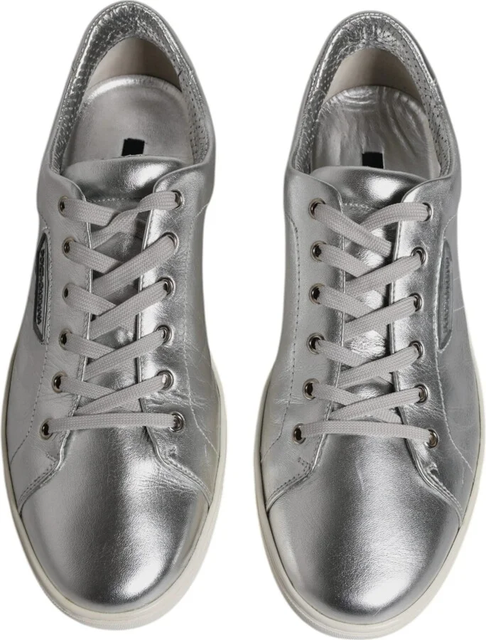 Silver London Low Top Leather Sneakers Men's Shoes (Pre-Owned) - Image 3