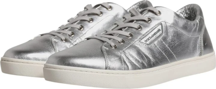 Silver London Low Top Leather Sneakers Men's Shoes (Pre-Owned) - Image 4