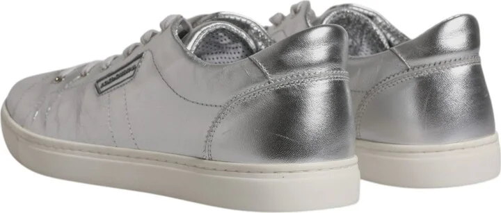 Silver London Low Top Leather Sneakers Men's Shoes (Pre-Owned) - Image 5