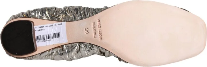 Silver Patent Leather Scrunch Ballet Flats Women's Shoes (Pre-Owned) - Image 6