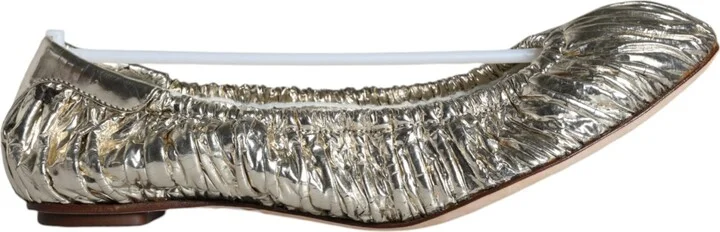 Silver Patent Leather Scrunch Ballet Flats Women's Shoes (Pre-Owned)