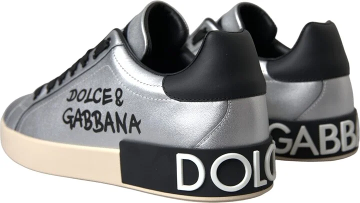 Silver Portofino Calf Leather Sneakers Men Men's Shoes - Image 4