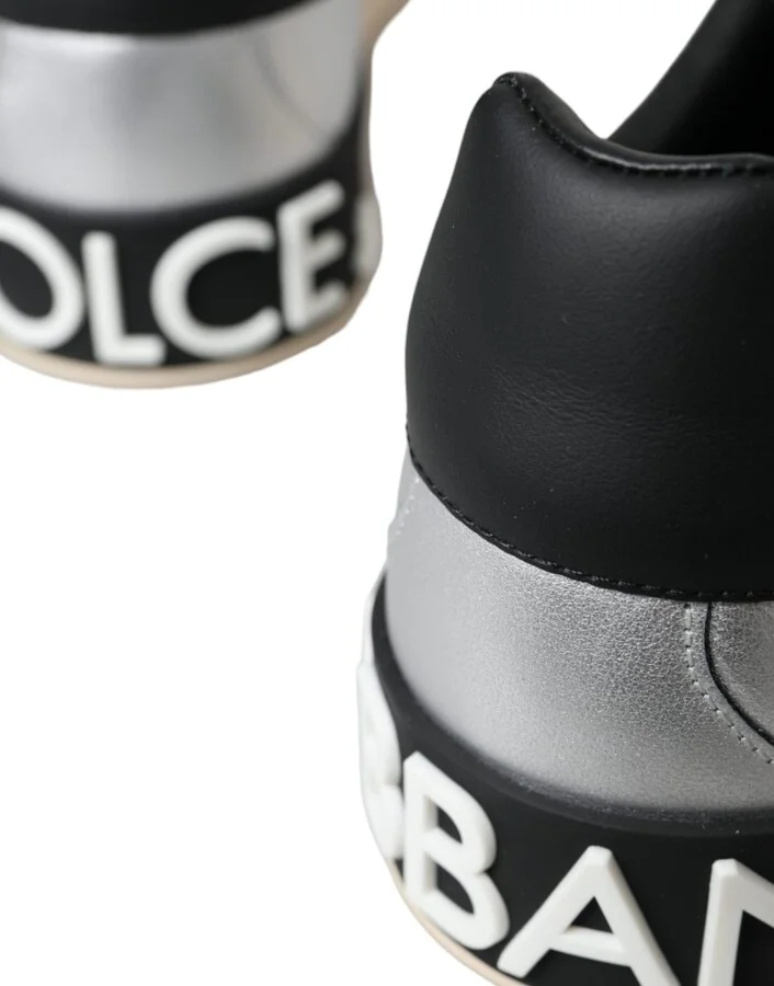 Silver Portofino Calf Leather Sneakers Men Men's Shoes - Image 5