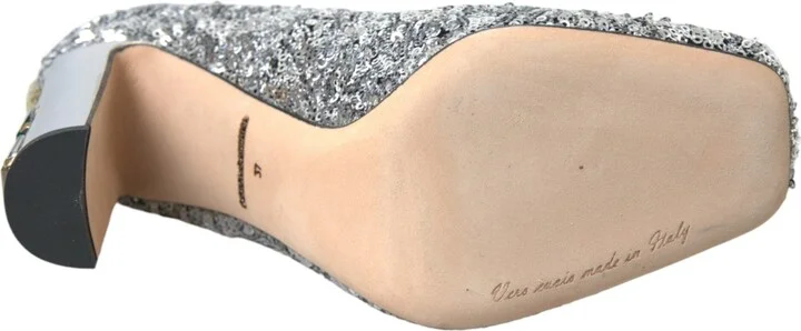 Silver Sequin Embellished Heels Pumps Women's Shoes - Image 6