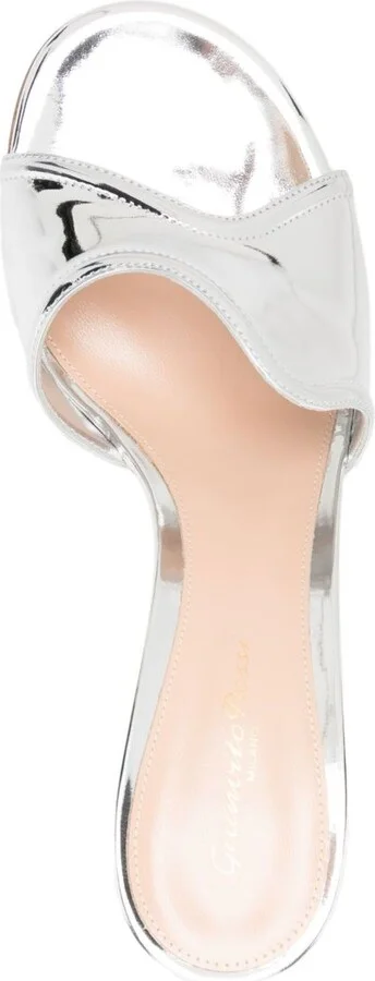 Silver-Tone Curved Upper Leather Mules - Image 4