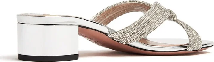 Silver-Tone Muse 35 Leather Mules - Image 3