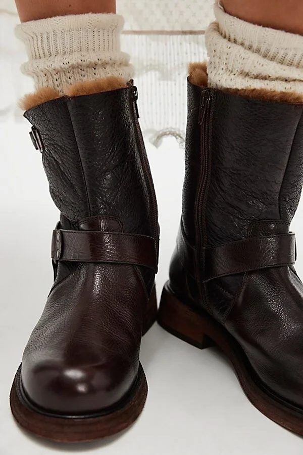 Silverstone Shearling Moto Boots - Image 3