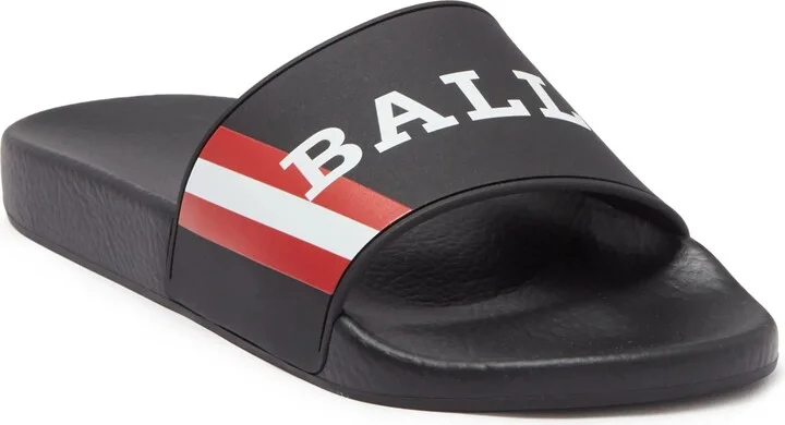 Simon 6234034 Men's Black Logo Rubber Sandals