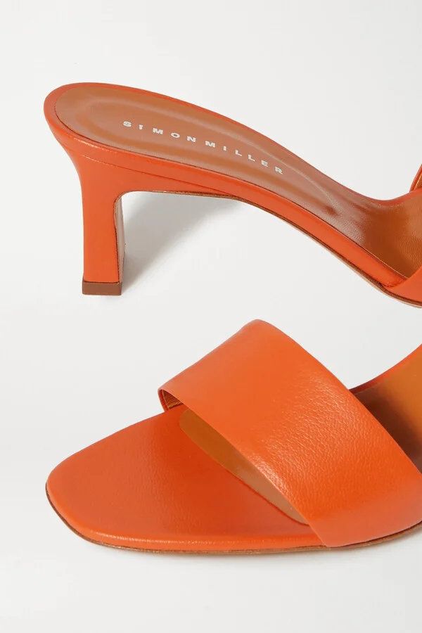 SIMON MILLER - Solo Textured-leather Mules - Orange - Image 5