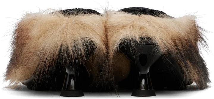 Simone Rocha Beige & Brown Faux Fur Grip Mule Heels - Image 2