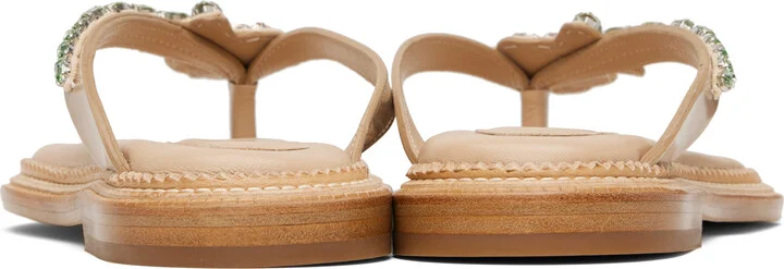 Simone Rocha Beige Embellished Flower Flip-Flops - Image 2