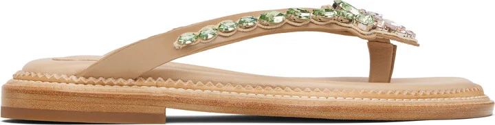 Simone Rocha Beige Embellished Flower Flip-Flops