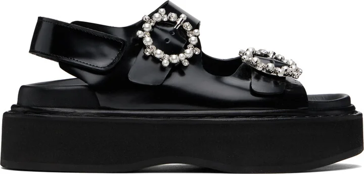 Simone Rocha Black Beaded Platform Sandals