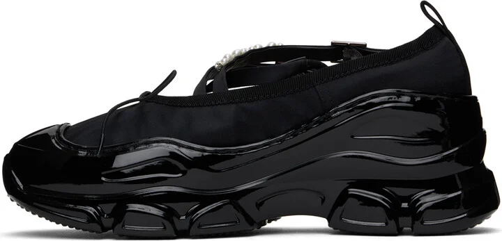 Simone Rocha Black Beaded Tracker Ballerina Sneakers - Image 3