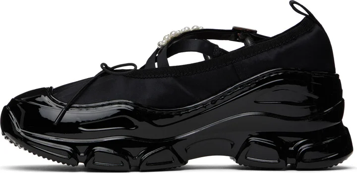 Simone Rocha Black Beaded Tracker Ballerina Sneakers - Image 3
